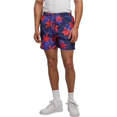 Urban Classics mönster badshorts palm män badshorts svart/olivbasics, streetwear, blå/röd, S Urban Classics mönster badshorts palm män badshorts svart/olivbasics, streetwear, blå/röd, S