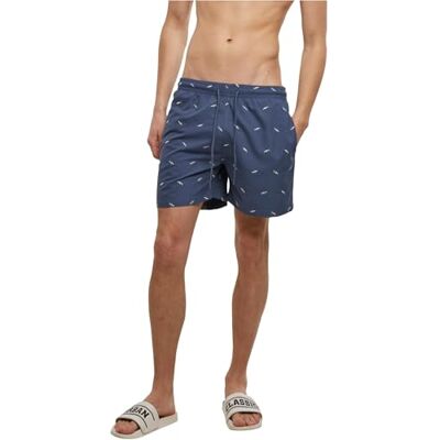 Urban Classics Badbyxor för män, simshorts, broderi, avslappnade badshorts med miniatyrbroderi, elastiskt midjeband och dragsko, storlekar S–5XL, Vintage blå/frostmynta, XL Urban Classics Badbyxor för män, simshorts, broderi, avslappnade badshorts med miniatyrbroderi, elastiskt midjeband och dragsko, storlekar S–5XL, Vintage blå/frostmynta, XL