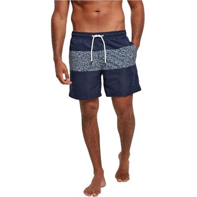Urban Classics Herr mellanblock mönster badshorts badbyxor, Mörkvatten, S Urban Classics Herr mellanblock mönster badshorts badbyxor, Mörkvatten, S