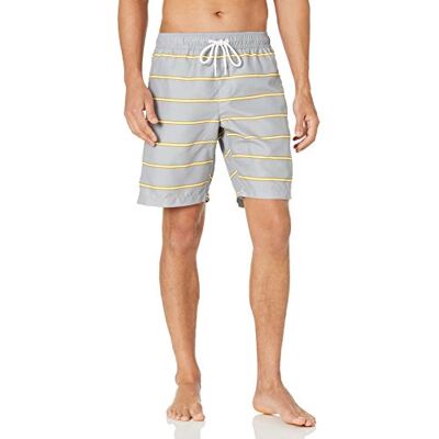 Amazon Essentials Herr Badshorts med Nätinnerbyxa, 23cm Benlängd med Fickor och Dragsko, Grå rand, XS Amazon Essentials Herr Badshorts med Nätinnerbyxa, 23cm Benlängd med Fickor och Dragsko, Grå rand, XS