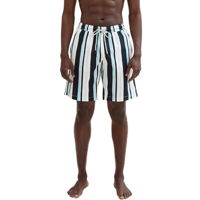 TOM TAILOR Badshorts för män, 35021 – Teal Multi Block Stripe, M TOM TAILOR Badshorts för män, 35021 – Teal Multi Block Stripe, M