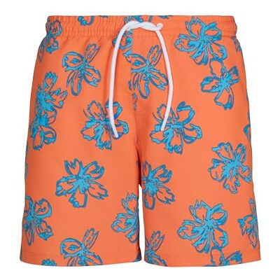 Urban Classics Badbyxor för män, blommiga badshorts, badshorts med blomtryck för män, finns i 2 färger, storlekar S–XXL, apelsin, S Urban Classics Badbyxor för män, blommiga badshorts, badshorts med blomtryck för män, finns i 2 färger, storlekar S–XXL, apelsin, S