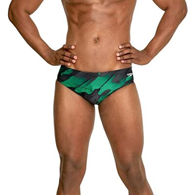 Speedo Baddräkt Powerflexeco Team Prints Brief baddräkt i ett stycke för män, Wonder Green, 24 Speedo Baddräkt Powerflexeco Team Prints Brief baddräkt i ett stycke för män, Wonder Green, 24