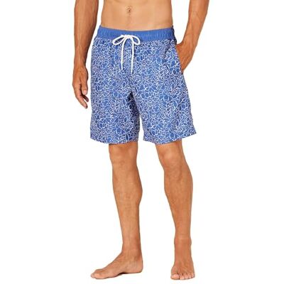 Amazon Essentials Herr Badshorts med Nätinnerbyxa, 23cm Benlängd med Fickor och Dragsko, Marinblå vitmålad blommig, XS Amazon Essentials Herr Badshorts med Nätinnerbyxa, 23cm Benlängd med Fickor och Dragsko, Marinblå vitmålad blommig, XS