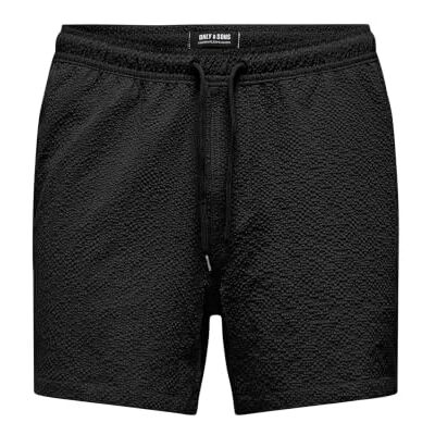 Only & Sons ONSTED Life SOLID Seersucker Swim NOOS, svart, M Only & Sons ONSTED Life SOLID Seersucker Swim NOOS, svart, M