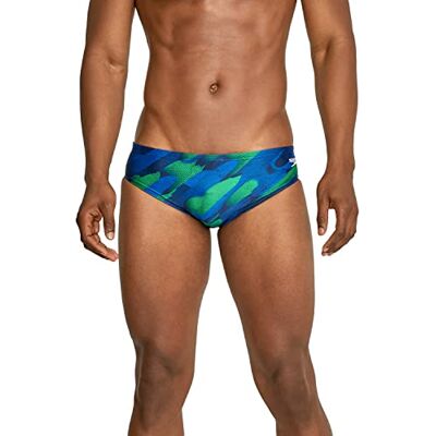Speedo Baddräkt Powerflexeco Team Prints Brief baddräkt i ett stycke för män, Blå/grön, 26 Speedo Baddräkt Powerflexeco Team Prints Brief baddräkt i ett stycke för män, Blå/grön, 26
