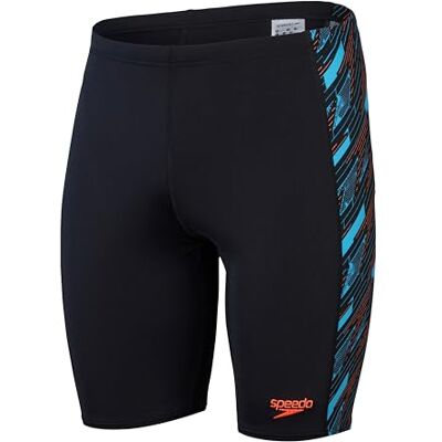 Speedo Hyperboom Panel Jammer för män Simträning Fitness Klorresistent, Svart/Bild Blå/Sirenröd, 30 Speedo Hyperboom Panel Jammer för män Simträning Fitness Klorresistent, Svart/Bild Blå/Sirenröd, 30