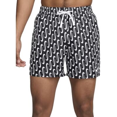 NIKE Badbyxor för män med all-over logotyp, NESSE520, Svart/vit, M NIKE Badbyxor för män med all-over logotyp, NESSE520, Svart/vit, M