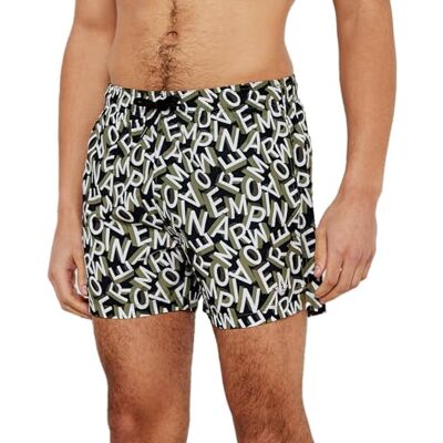 Giorgio Armani Mid Boxer badbyxor för män, Liten Ea Svart/Klim, S Giorgio Armani Mid Boxer badbyxor för män, Liten Ea Svart/Klim, S