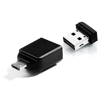 Verbatim Nano USB-minne 2.0 Drive – 32 GB – med Micro B-adapter – för surfplattor och smartphones med USB OTG (On-The-Go)-funktion, svart, 49822 Verbatim Nano USB-minne 2.0 Drive – 32 GB – med Micro B-adapter – för surfplattor och smartphones med USB OTG (On-The-Go)-funktion, svart, 49822