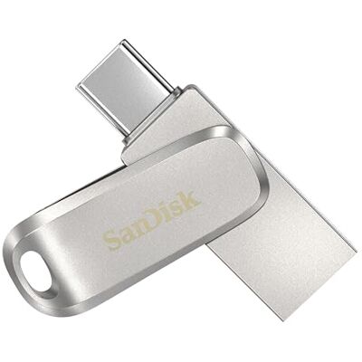 SanDisk 1TB Ultra Dual Drive Luxe, USB Type-C Flashminne, med reversibla USB-kontakter, Type-C och Type-A, för mobiler, plattor, Mac- och PC-datorer upp till 400 MB/s, helt i metall, Silver SanDisk 1TB Ultra Dual Drive Luxe, USB Type-C Flashminne, med reversibla USB-kontakter, Type-C och Type-A, för mobiler, plattor, Mac- och PC-datorer upp till 400 MB/s, helt i metall, Silver