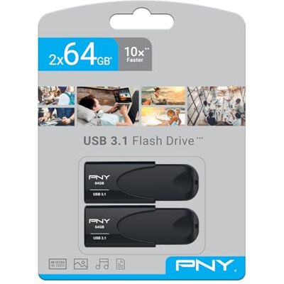 PNY Attaché 4 64GB 2-Pack USB-minne USB 3.1 80MB/s PNY Attaché 4 64GB 2-Pack USB-minne USB 3.1 80MB/s