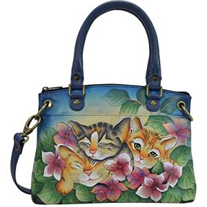Anna by Anuschka Handmålat läder liten skolväska tre kattungar blå, en storlek, Tre kattungar blå, en storlek Anna by Anuschka Handmålat läder liten skolväska tre kattungar blå, en storlek, Tre kattungar blå, en storlek