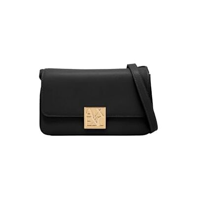 Giorgio Armani dam Amy, Sustainable, guldlogotyp platta kuvertväska, svart Giorgio Armani dam Amy, Sustainable, guldlogotyp platta kuvertväska, svart