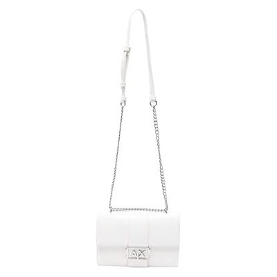 Giorgio Armani damjodie, metall silver logotyp, kedja rem messengerväska, off white Giorgio Armani damjodie, metall silver logotyp, kedja rem messengerväska, off white