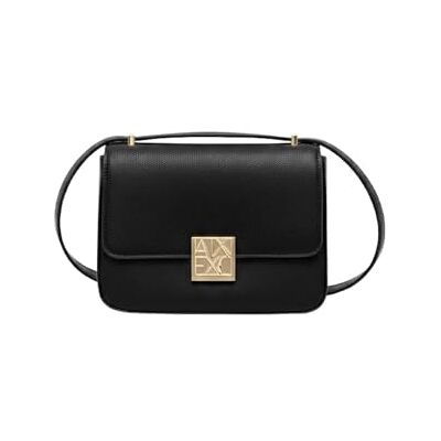Giorgio Armani Dam Amy, Sustainable, guldlogotyp Plate Crossbody Bag, svart Giorgio Armani Dam Amy, Sustainable, guldlogotyp Plate Crossbody Bag, svart