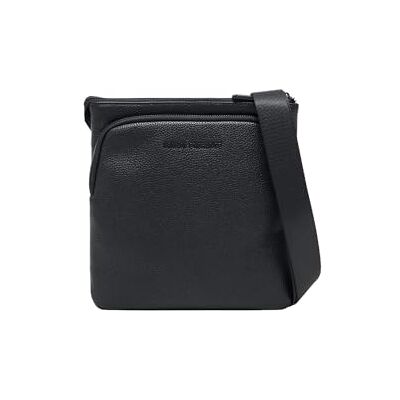 Giorgio Armani Madrid, Sustainable, Embossed Logo Falt Crossbody, svart Giorgio Armani Madrid, Sustainable, Embossed Logo Falt Crossbody, svart