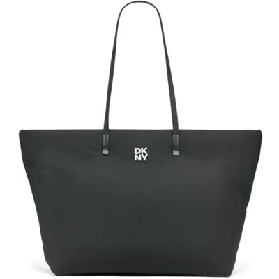 DKNY Kvinnors Jenny tote 100% polyester med pu trim, svart logotyp och svart, Svart logotyp och svart DKNY Kvinnors Jenny tote 100% polyester med pu trim, svart logotyp och svart, Svart logotyp och svart
