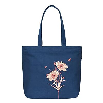 Eco Right kanvasväska, damer, shopper, damer, stor, strandväska med dragkedja, shoppingväska, Lyckliga blommor, Einheitsgröße Eco Right kanvasväska, damer, shopper, damer, stor, strandväska med dragkedja, shoppingväska, Lyckliga blommor, Einheitsgröße