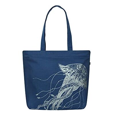 Eco Right kanvasväska, damer, shopper, damer, stor, strandväska med dragkedja, shoppingväska, Kalle, Einheitsgröße Eco Right kanvasväska, damer, shopper, damer, stor, strandväska med dragkedja, shoppingväska, Kalle, Einheitsgröße