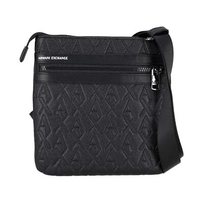 Giorgio Armani Herr dubbelficka präglad monogram textur crossbody, svart, svart, Einheitsgröße Giorgio Armani Herr dubbelficka präglad monogram textur crossbody, svart, svart, Einheitsgröße