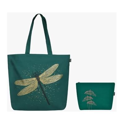 Eco Right Ecoright stor tygpåse för kvinnor, dragkedja handväskor för kvinnor innerficka för shopping, kontor och dagligt bruk (påse och kosmetisk väska), Dragonfly & rooting för dig, En Storlek, Utility Eco Right Ecoright stor tygpåse för kvinnor, dragkedja handväskor för kvinnor innerficka för shopping, kontor och dagligt bruk (påse och kosmetisk väska), Dragonfly & rooting för dig, En Storlek, Utility