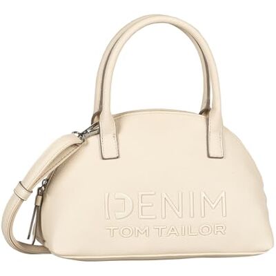 TOM TAILOR Denim Aveline dam axelväska handväska bowling bag medium, Vit, Medium TOM TAILOR Denim Aveline dam axelväska handväska bowling bag medium, Vit, Medium