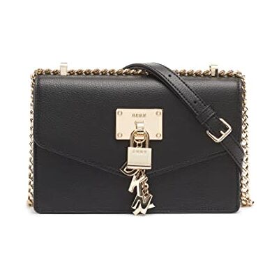 DKNY Elissa axelväska läder 21 cm, Svart guld, Einheitsgröße DKNY Elissa axelväska läder 21 cm, Svart guld, Einheitsgröße
