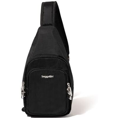 Baggallini Anti-Theft Daytripper Sling 7x12 Crossbody Bag Travel Safe, Securtex Locking Zippers, Slash-Resistant Strap Baggallini Anti-Theft Daytripper Sling 7x12 Crossbody Bag Travel Safe, Securtex Locking Zippers, Slash-Resistant Strap