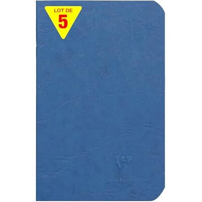 Clairefontaine 734104Cpack Age Bag Collection En uppsättning med 5 blå häftade anteckningsböcker 9 x 14 cm 96 vita vanliga sidor 90 g papper glansiga kornomslag läder Clairefontaine 734104Cpack Age Bag Collection En uppsättning med 5 blå häftade anteckningsböcker 9 x 14 cm 96 vita vanliga sidor 90 g papper glansiga kornomslag läder