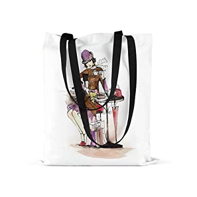 Bonamaison Tote Bag İtryckt med långa svarta handtag, matkasse, shoppingväska, vikbar, kanvasväska, storlek: 48 x 55 cm, flerfärgad, med långa svarta handtag, mångfärgad, med långa svarta handtag Bonamaison Tote Bag İtryckt med långa svarta handtag, matkasse, shoppingväska, vikbar, kanvasväska, storlek: 48 x 55 cm, flerfärgad, med långa svarta handtag, mångfärgad, med långa svarta handtag