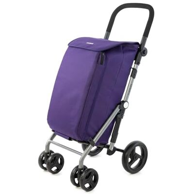 Carlett Lite Duo Lett430 Vikbar shoppingvagn för stormarknad 4 hjul, justerbar styre och säkerhetsbroms 48 l, expanderbar väska, 10 l, termisk väska, lila Carlett Lite Duo Lett430 Vikbar shoppingvagn för stormarknad 4 hjul, justerbar styre och säkerhetsbroms 48 l, expanderbar väska, 10 l, termisk väska, lila