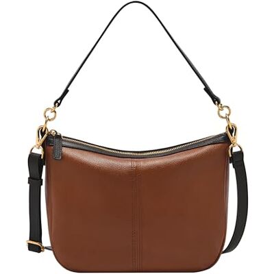 Fossil Dam Jolie läder crossbody handväska för kvinnor, Brun/svart trim (modell: Zb11093199) Fossil Dam Jolie läder crossbody handväska för kvinnor, Brun/svart trim (modell: Zb11093199)