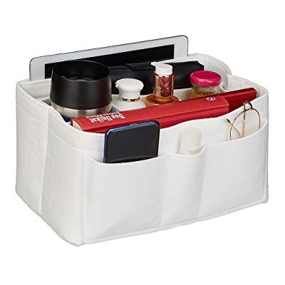 Relaxdays väskorganiserare handväska, filt, många fack, avtagbar avskiljare, handväskearrangör, storlek S, vit Relaxdays väskorganiserare handväska, filt, många fack, avtagbar avskiljare, handväskearrangör, storlek S, vit