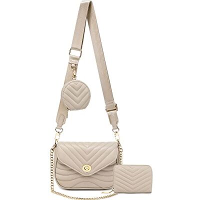 JEEHAN quiltade axelremsväskor för kvinnor designer axelväskor liten handväska, Ab-light Khaki, Medium JEEHAN quiltade axelremsväskor för kvinnor designer axelväskor liten handväska, Ab-light Khaki, Medium