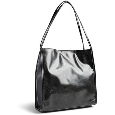 PIECES Pcmalou Patent Shopping Bag Wb, svart, Einheitsgröße PIECES Pcmalou Patent Shopping Bag Wb, svart, Einheitsgröße