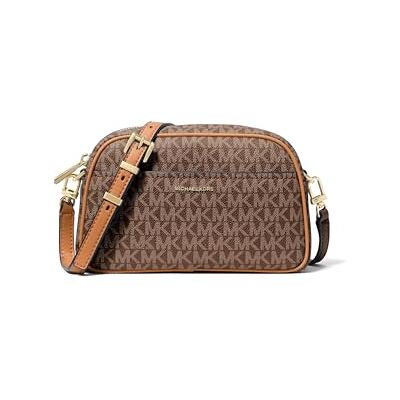 Michael Kors Jet Set liten kamera crossbody väska, Guldton hårdvara/Mk signatur belagd twill/brun/majs, One Size, Jet Set liten kamera crossbody väska Michael Kors Jet Set liten kamera crossbody väska, Guldton hårdvara/Mk signatur belagd twill/brun/majs, One Size, Jet Set liten kamera crossbody väska