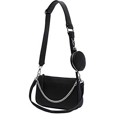 AMHDV Kvinnor flerfunktionell crossbody väskor liten axelväska mode 3 i 1 dragkedja handväskor med myntväska, 01 svart, AMHDV Kvinnor flerfunktionell crossbody väskor liten axelväska mode 3 i 1 dragkedja handväskor med myntväska, 01 svart,
