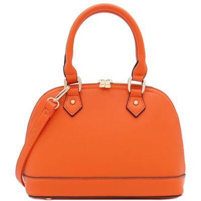 FashionPuzzle Zip-Around Classic Dome Satchel (Orange) FashionPuzzle Zip-Around Classic Dome Satchel (Orange)