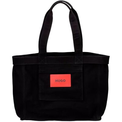 HUGO Dam Becky Tote-Canvas Tote_Bag Svart 1, En Storlek, Svart1, en storlek HUGO Dam Becky Tote-Canvas Tote_Bag Svart 1, En Storlek, Svart1, en storlek