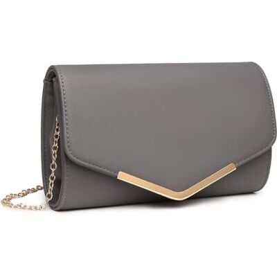 Miss Lulu Clutch damväska aftonväska kedjeväska axelväskor party handväska crossbody för bröllop fest fritid dejt liten axelväska, GRÅ Miss Lulu Clutch damväska aftonväska kedjeväska axelväskor party handväska crossbody för bröllop fest fritid dejt liten axelväska, GRÅ