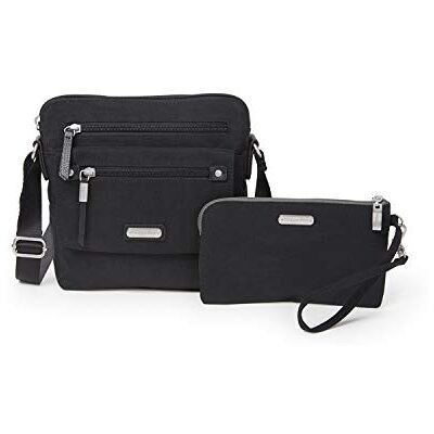 Baggallini womens Escape Crossbody with RFID phone wristlet, Black, One Size US Baggallini womens Escape Crossbody with RFID phone wristlet, Black, One Size US
