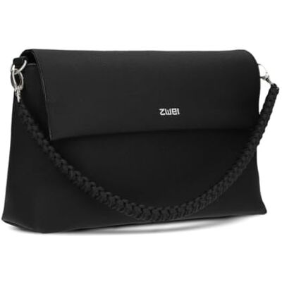 Zwei Två damaxelväska Yuna YU60 handväska 3 liter klassisk elegant kvällsväska med magnetlucka och dragkedja nyckelband kort flätad lång axelrem axelväska, Nubuck svart, 20 x 32 x 9 cm, Västern Zwei Två damaxelväska Yuna YU60 handväska 3 liter klassisk elegant kvällsväska med magnetlucka och dragkedja nyckelband kort flätad lång axelrem axelväska, Nubuck svart, 20 x 32 x 9 cm, Västern