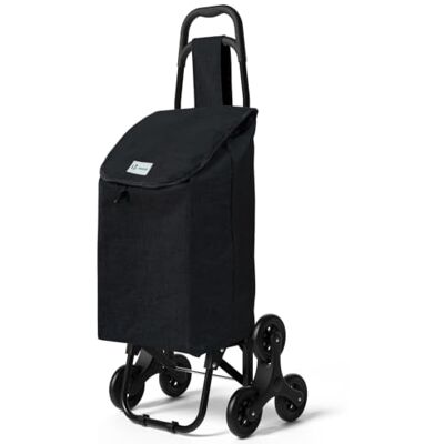 VOUNOT Shoppingvagn trappklättrare, vagn vikbar, krokporsch med 3 hjul, vattentät, 32 l, svart VOUNOT Shoppingvagn trappklättrare, vagn vikbar, krokporsch med 3 hjul, vattentät, 32 l, svart