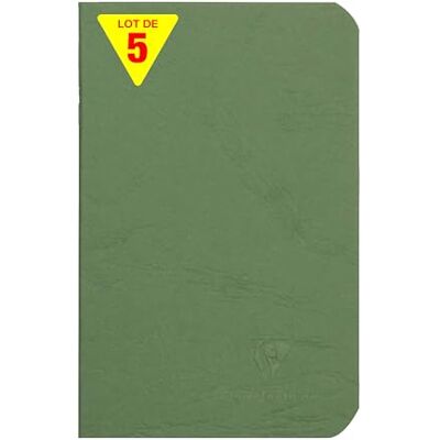 Clairefontaine 734163Cpack Age Bag Collection En uppsättning med 5 gröna häftade anteckningsböcker 9 x 14 cm 96 linjerade sidor vitt papper 90 g glansigt kornomslag läder Clairefontaine 734163Cpack Age Bag Collection En uppsättning med 5 gröna häftade anteckningsböcker 9 x 14 cm 96 linjerade sidor vitt papper 90 g glansigt kornomslag läder