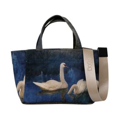 DOGO Vegan toteväska för dam, Två svanar, Taille unique, Samtida DOGO Vegan toteväska för dam, Två svanar, Taille unique, Samtida