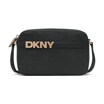 DKNY kvinnors avril kameraväska kow läder belagd med 100% polyuretan, svart och guld, Svart och guld DKNY kvinnors avril kameraväska kow läder belagd med 100% polyuretan, svart och guld, Svart och guld