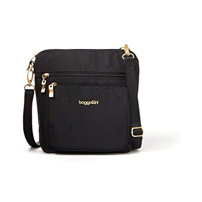 Baggallini Modern axelväska med väska, Svart-guld hårdvara, Einheitsgröße Baggallini Modern axelväska med väska, Svart-guld hårdvara, Einheitsgröße