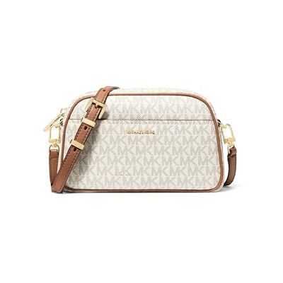 Michael Kors Jet Set liten kamera crossbody väska, Guldton hårdvara/Mk signatur belagd twill/vanilj/ekollon, One Size, Jet Set liten kamera crossbody väska Michael Kors Jet Set liten kamera crossbody väska, Guldton hårdvara/Mk signatur belagd twill/vanilj/ekollon, One Size, Jet Set liten kamera crossbody väska