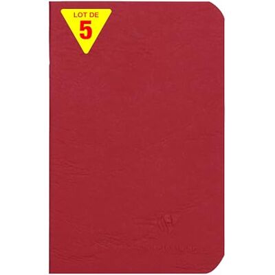 Clairefontaine 734102Cpack Age Bag En uppsättning med 5 röda häftade anteckningsböcker 9 x 14 cm 96 vita enade sidor 90 g papper glansiga kornomslag läder Clairefontaine 734102Cpack Age Bag En uppsättning med 5 röda häftade anteckningsböcker 9 x 14 cm 96 vita enade sidor 90 g papper glansiga kornomslag läder